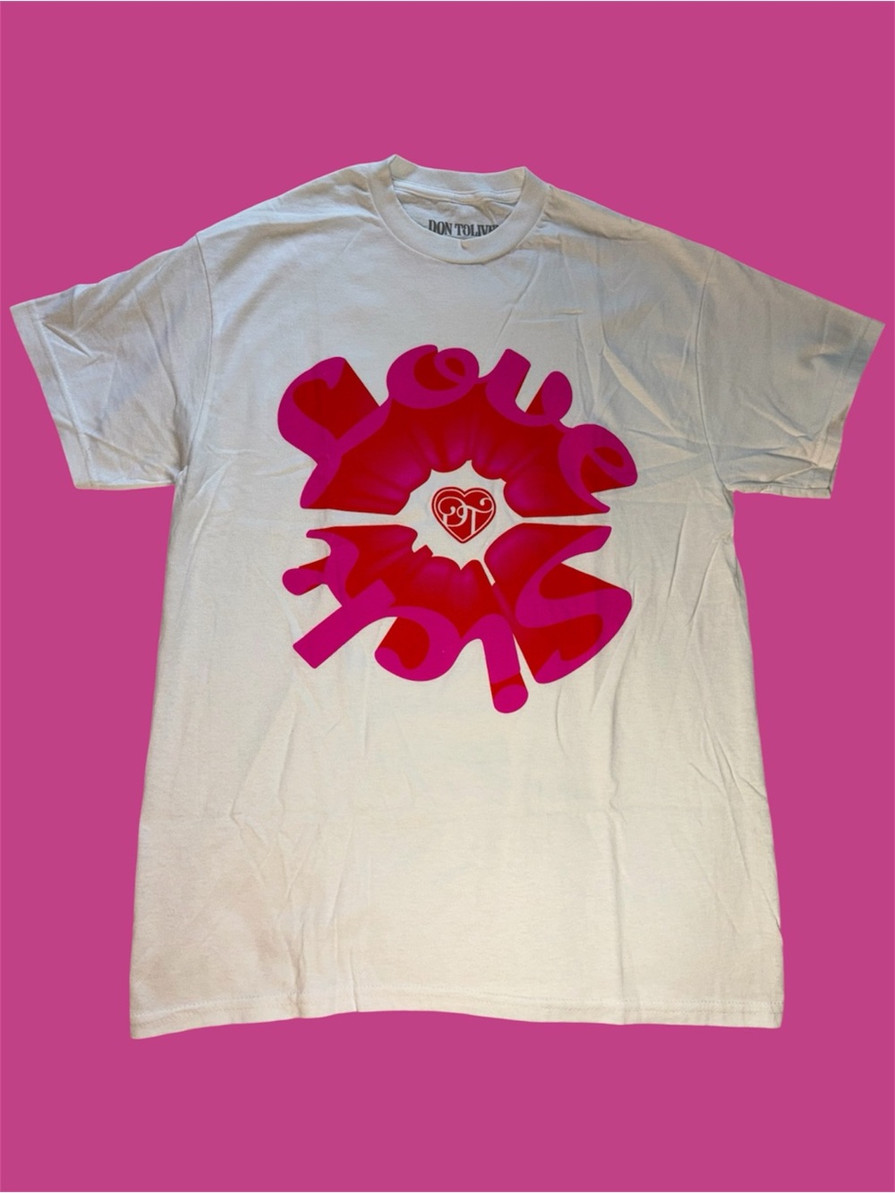 Don Toliver Love Sick Tour 2023 Pink Red and White short sleeve cotton tee